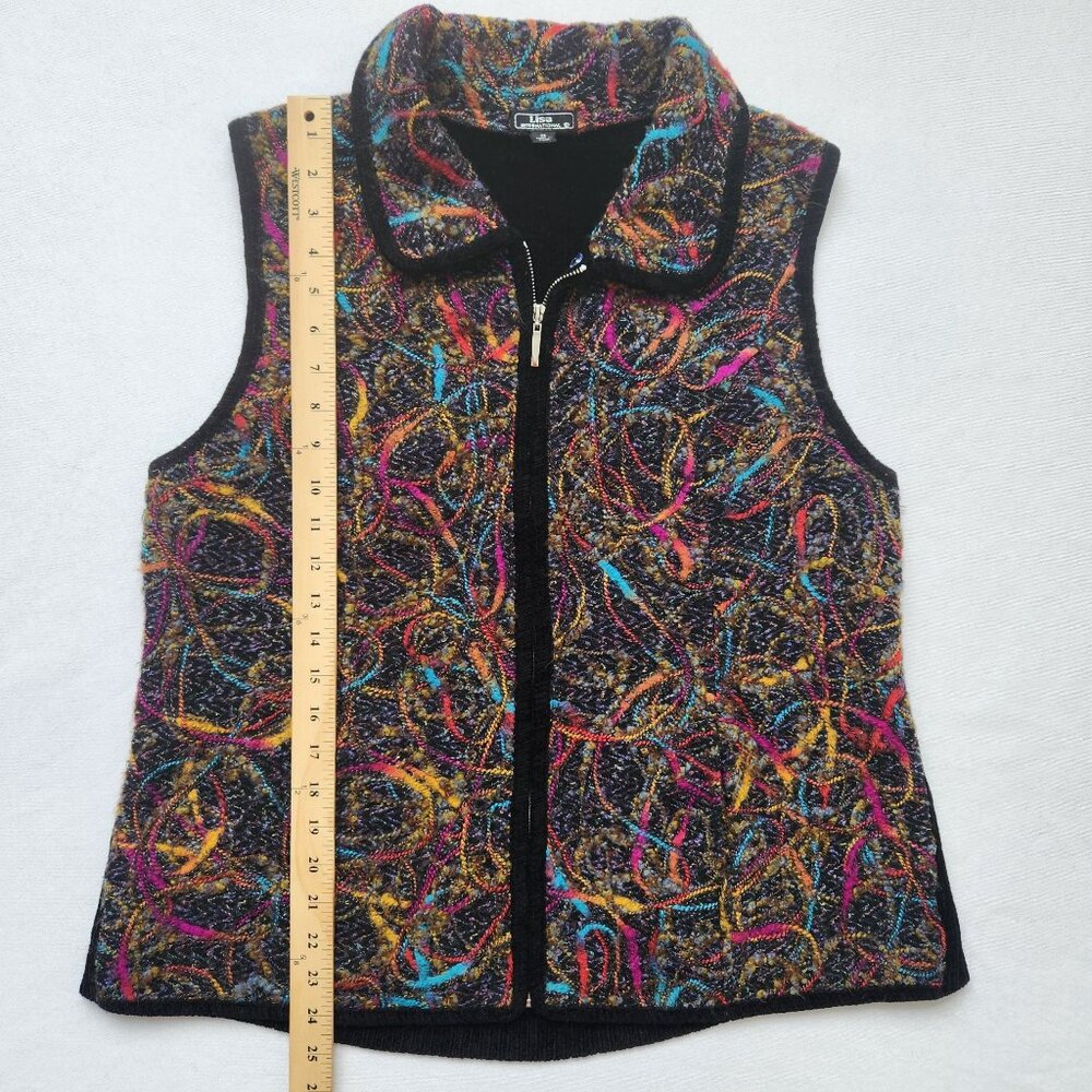 Colorful Sleeveless Zip-Up Knit Vest Fiber Art Teacher Comfy Cozy Soft Cute XL - Picture 13 of 13